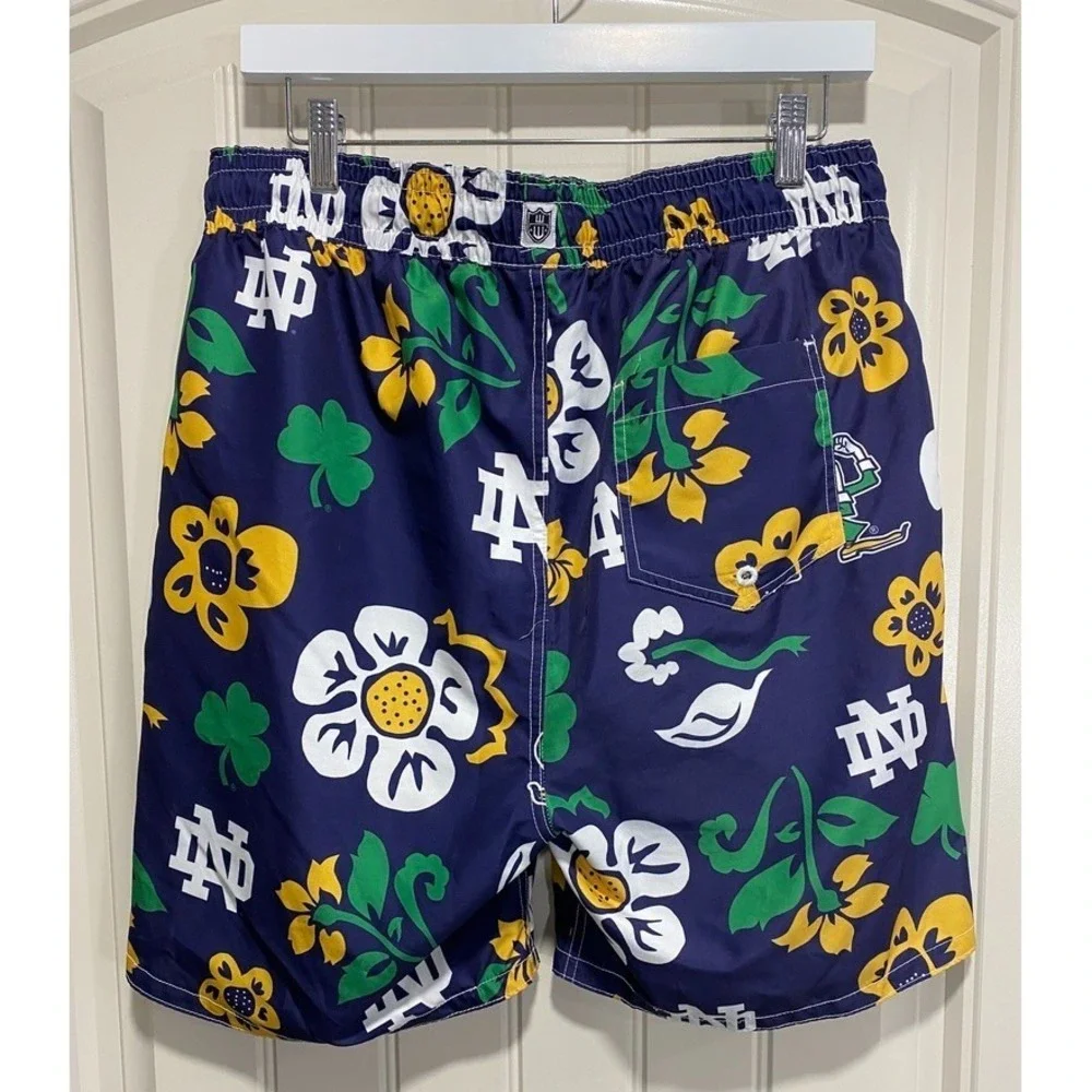 Wes and Willy Notre Dame Fighting Irish NCAA Swim Trunks XL Floral Navy Blue